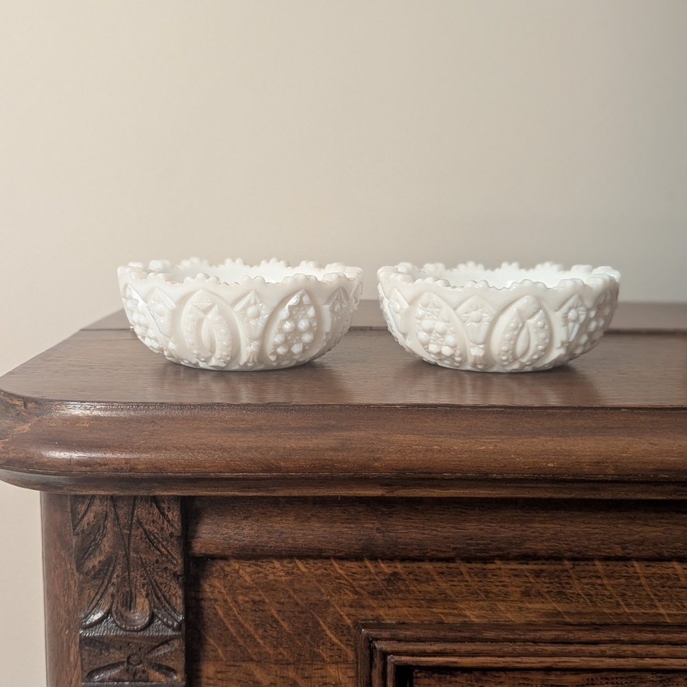 Westmoreland Milk Glass "Ring and Petal" Candlestick Holders - Set of 2
